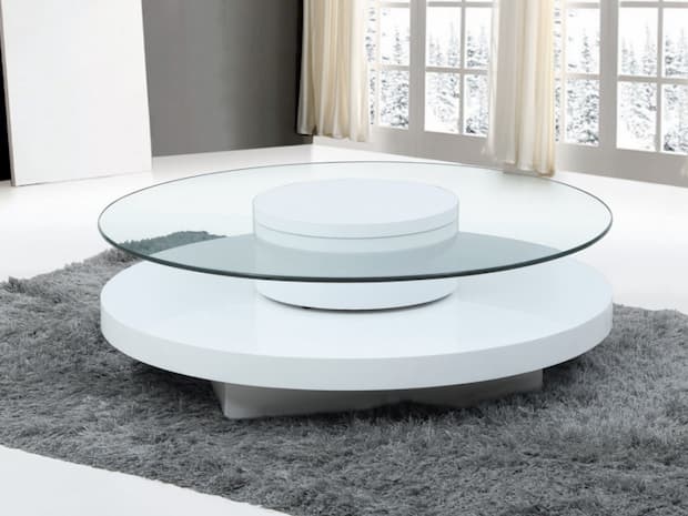 Tavolino per soggiorno moderno bianco, Vente Unique, linea Ryhali